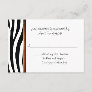 Fashionable Zebra mönstrad Bröllop OSA Card Kort