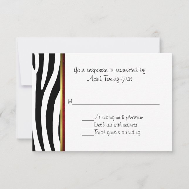 Fashionable Zebra mönstrad Bröllop OSA Card Kort (Framsida)