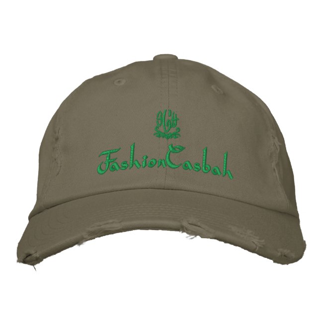 FashionCasbah Oliv grönt Broderad Keps (Framsida)