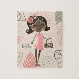 Fashionista Black Girl Personlig Jigszle Puzzle Pussel