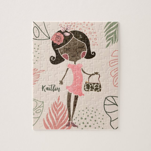 Fashionista Black Girl Personlig Jigszle Puzzle Pussel (Vertikal)