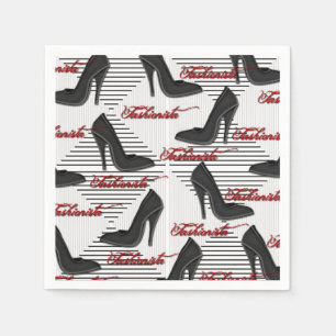 Fashionista Black Shoes Mönster Napkins Pappersservett