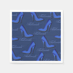 Fashionista Blue Shoes Mönster Napkins Pappersservett