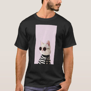 Fashionista Cat Cute Coola Kattunge Kitten Rosa Bl T Shirt
