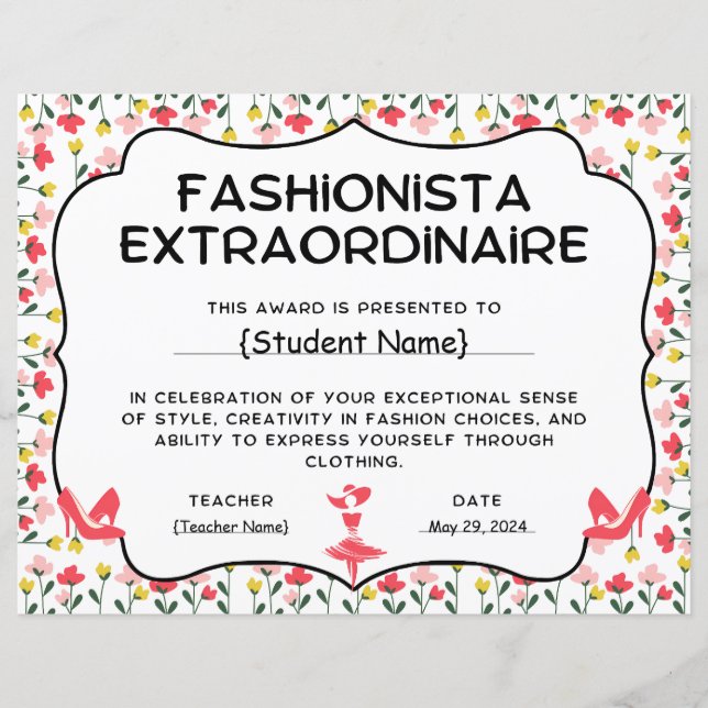 Fashionista Extraordinaire Recognition Award Award (Framsida)