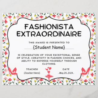 Fashionista Extraordinaire Recognition Award Award