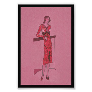 Fashionista Flapper Illustration Fototryck