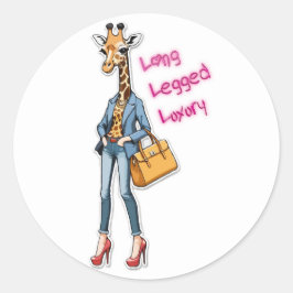 Fashionista Giraffe Sticker: Snyggt DjurDecal Runt Klistermärke