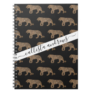 Fashionista Guld Black Glitter Tiger Mönster Anteckningsbok