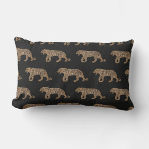 Fashionista Guld Black Glitter Tiger Mönster Lumbarkudde