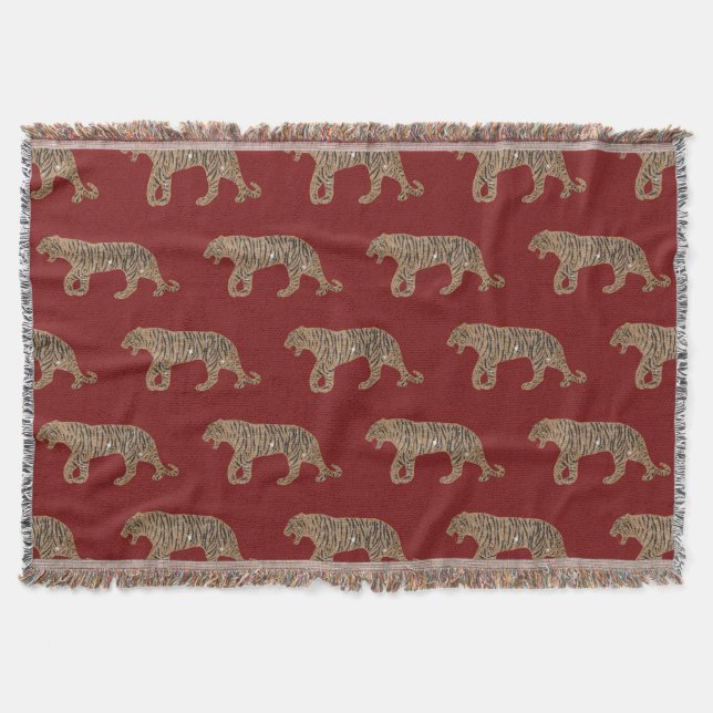 Fashionista Guld Black Red Glitter Tiger Mönster Filt (Framsidan)