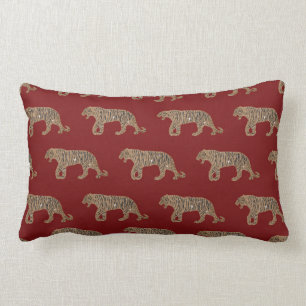 Fashionista Guld Black Red Glitter Tiger Mönster Lumbarkudde