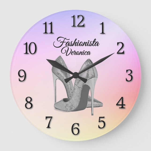 Fashionista High Heel Shoes Stor Klocka (Framsida)