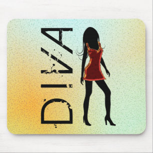 Fashionista Mode Diva i Red Dress Mousepad Musmatta