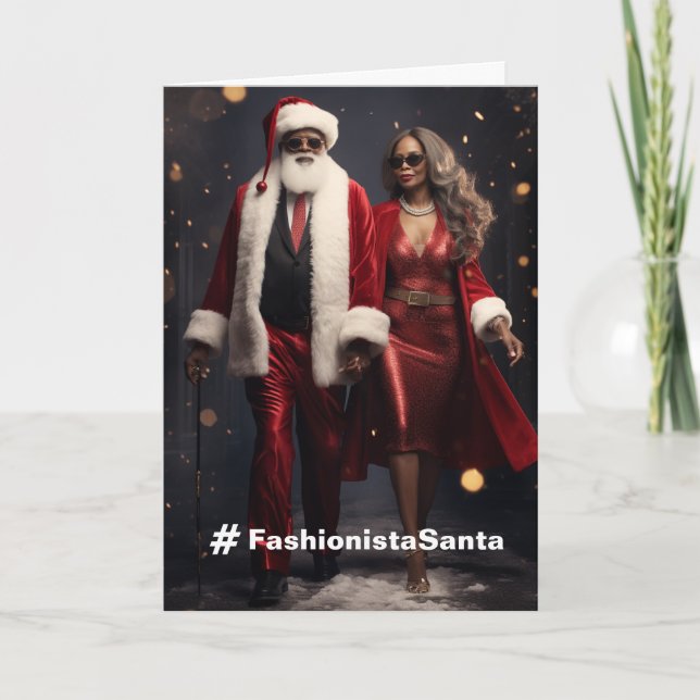 Fashionista Santa Anpassade Helgdag Card Tack Kort (Framsida)