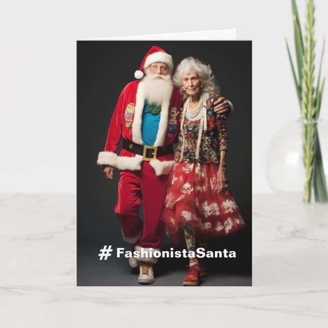 Fashionista Santa Anpassade Helgdag Card Tack Kort (Framsida)