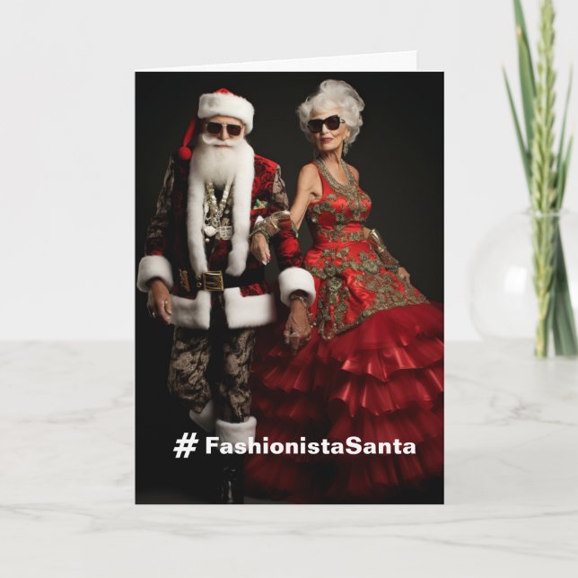 Fashionista Santa Helgdag Card Tack Kort (Framsida)