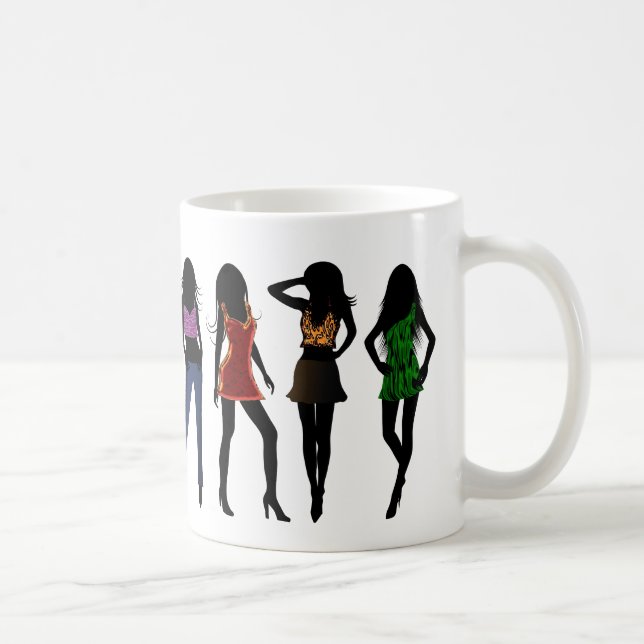 Fashionista Snyggt Mode Girls Silhouette Mugg (Höger)
