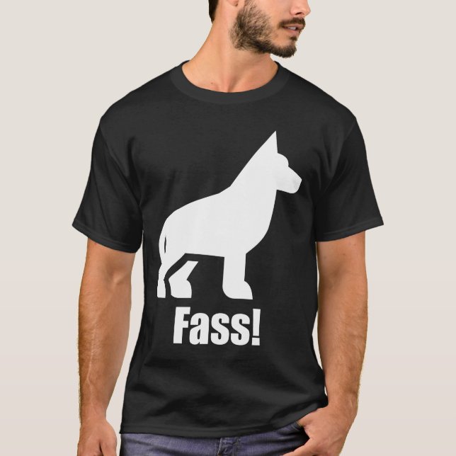 Fass Attack German Shepherd Hund Training T Shirt (Framsida)