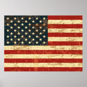 Fäst amerikansk Flagga Poster