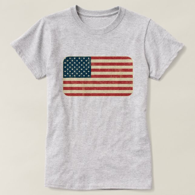 Fäst amerikansk Flagga Tee (Design framsida)
