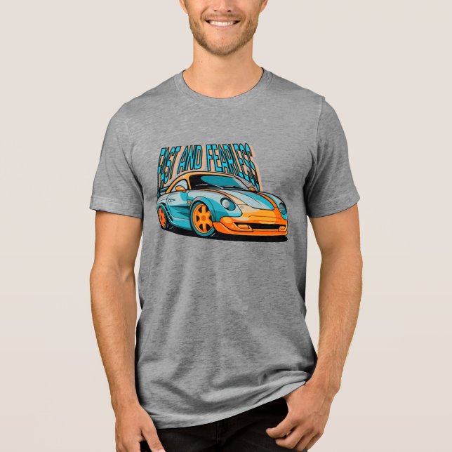 Fast and Fearless Sports Car  T Shirt (Framsida)