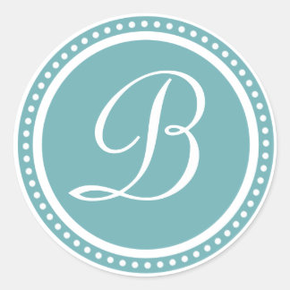 Fast Aqua Blue Dot Monogram Inledande etikett
