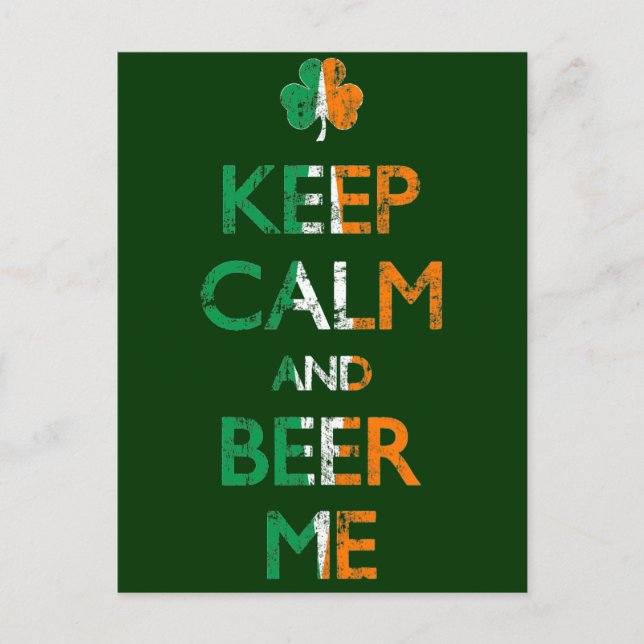 Fäst Behållans Lugn och Öl St patrick's day Vykort (Framsida)