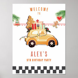Fast Cars Sweet Gingerbread Car Christmas Birthday Poster