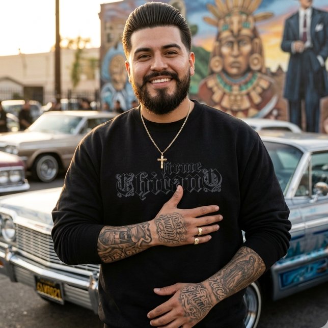 Fast Chicano Black Lång Ärmad Tröja (Firme Chicano Black Sweatshirt)