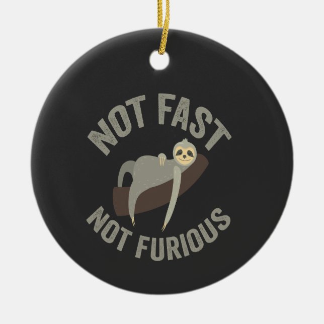Fast, ej färglös Sloth Funny Slogan Animal Julgransprydnad Keramik (Framsidan)