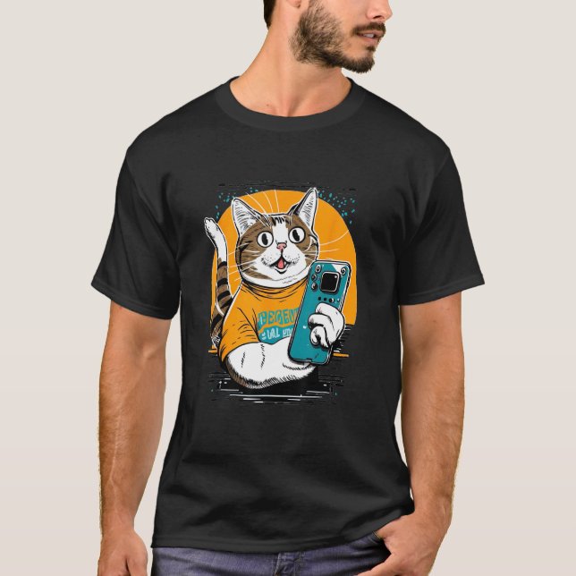 Fäst en liten sjömil-kattselfie_1 t shirt (Framsida)