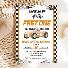 Fast en Tävling Car Boy 1:a födelsedagen Party Inbjudningar