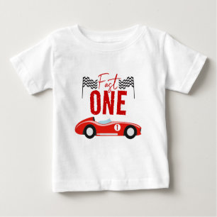 Fast en Tävling Car Boy 1:a födelsedagen Party T Shirt