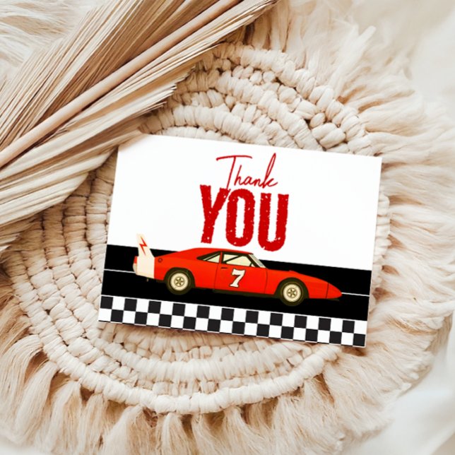 Fast en Tävling Car Boy 1:a födelsedagen Party Tack Kort (Skapare uppladdad)