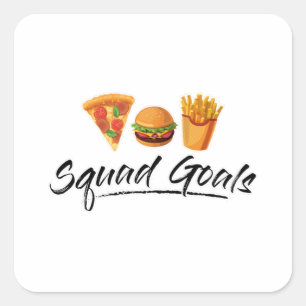 Fast Food Burger Cheese Foodie Funny Eat Gift Fyrkantigt Klistermärke