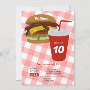 Fast Food Burger Fries BBQ Birthday Inbjudningar