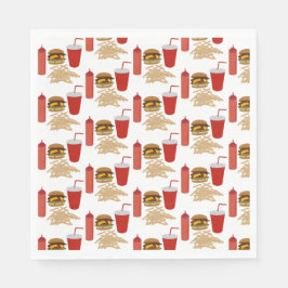 Fast Food Burger Fries Mönster BBQ Pappersservett