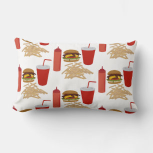 Fast Food Burger Fries Mönster Lumbarkudde