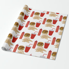 Fast Food Burger Fries Mönster Presentpapper