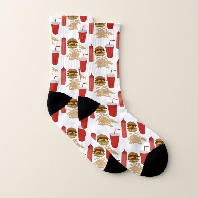 Fast Food Burger Fries Mönster Strumpor (Par)