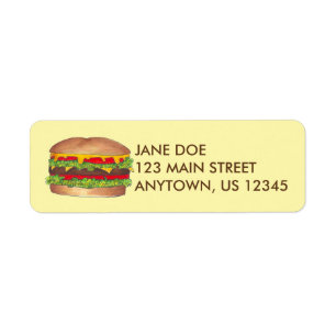 Fast Food Burger Hamburger Grilling Adressetikette Returadress Etikett