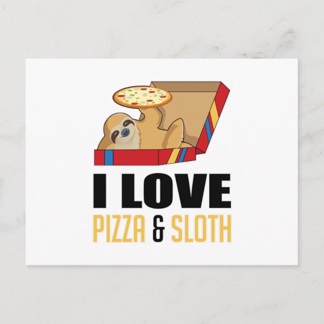 Fast Food Burger Sloth Funny Pizza Eat Foodie Gift Vykort (Framsida)