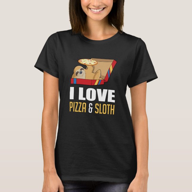 Fast Food Burger Sloth Funny Pizza Eat Gift Idea T Shirt (Framsida)