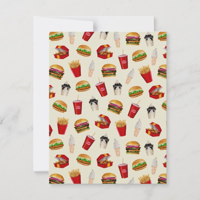 Fast Food Burgers, Fries, Sundaes Anteckningskort (Framsida)