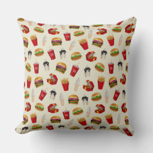 Fast Food Burgers, Fries, Sundaes Kudde