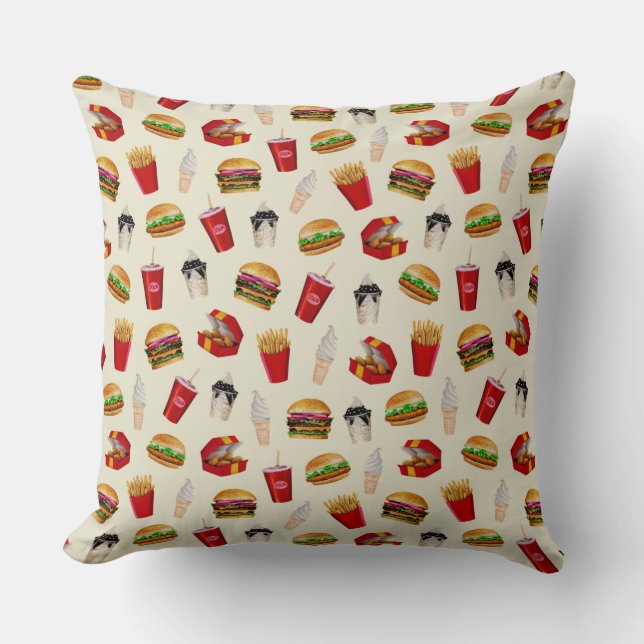Fast Food Burgers, Fries, Sundaes Kudde (Framsida)