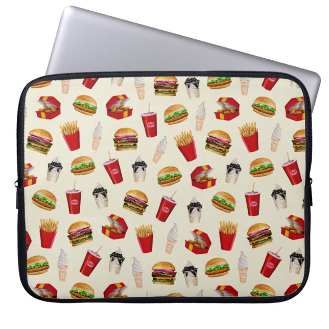 Fast Food Burgers, Fries, Sundaes Laptop Fodral (Framsidan)
