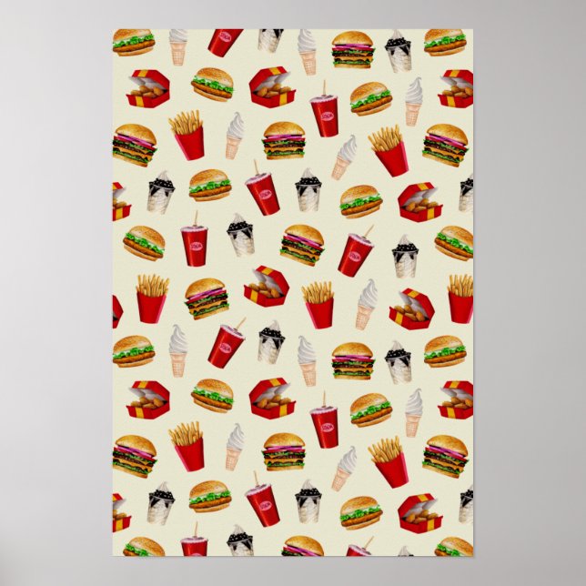 Fast Food Burgers, Fries, Sundaes Poster (Framsidan)