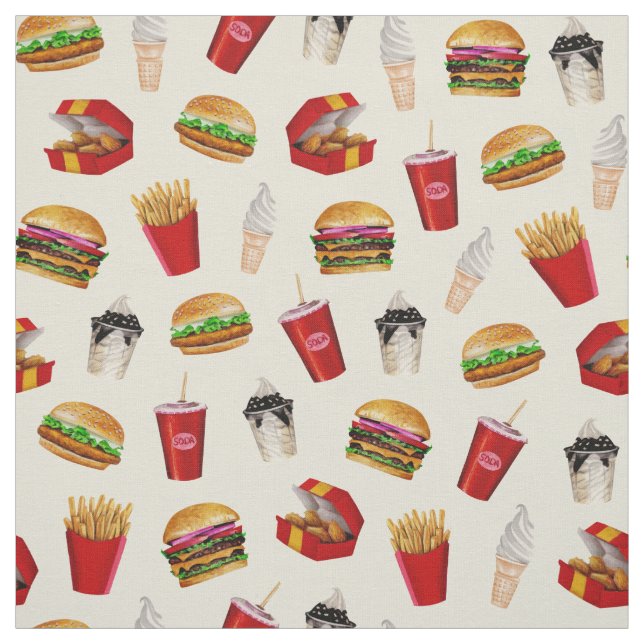 Fast Food Burgers, Fries, Sundaes Tyg (Provkarta)